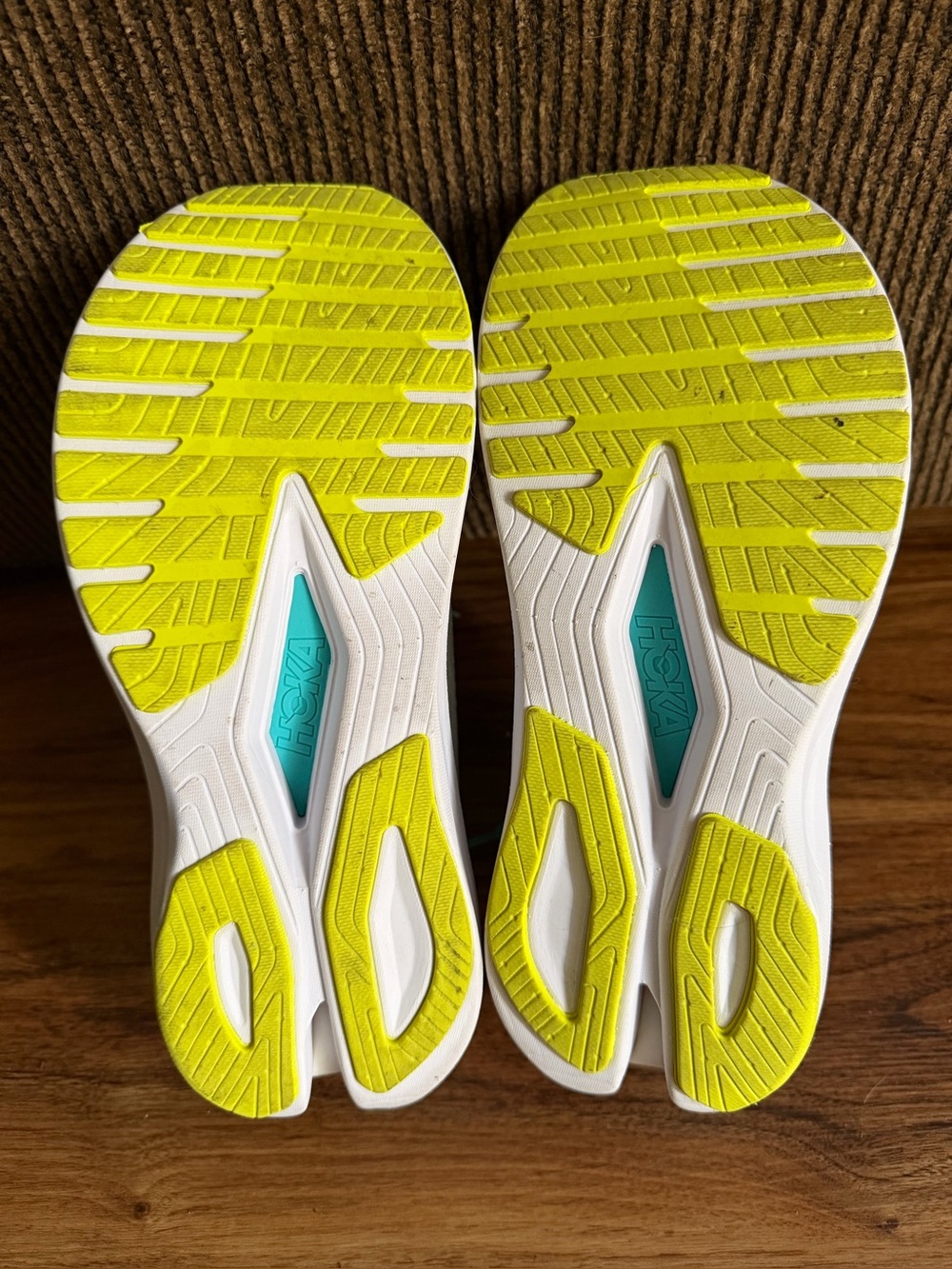 Hoka Women’s One One Running Shoes - White with Teal Accents Size 8 runs large - Picture 8 of 9